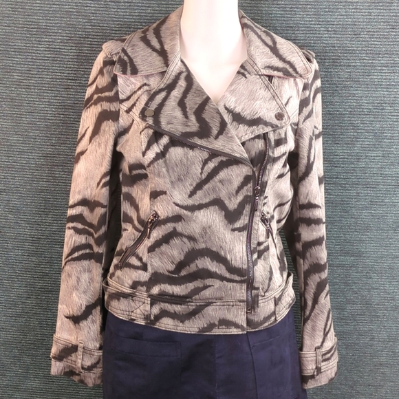 White House Black Market Animal Print Moto Jacket - Picture 3 of 16